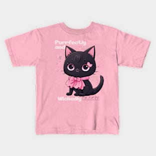 pink ribbon black cat Kids T-Shirt